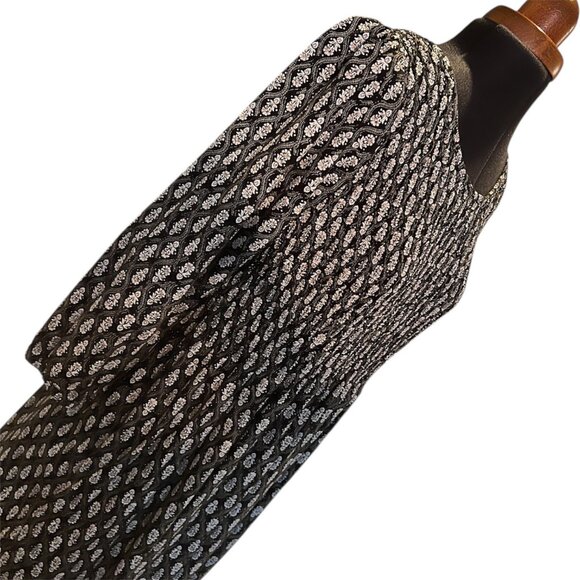 Croft & Barrow Womens Black & White Smocked Midi Dress With 3/4 Sleeves & Pocket - Picture 6 of 15